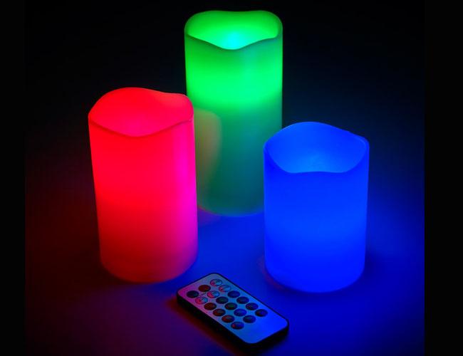Multi Color Remote Control Battery Operated Candles 3 Piece / Set