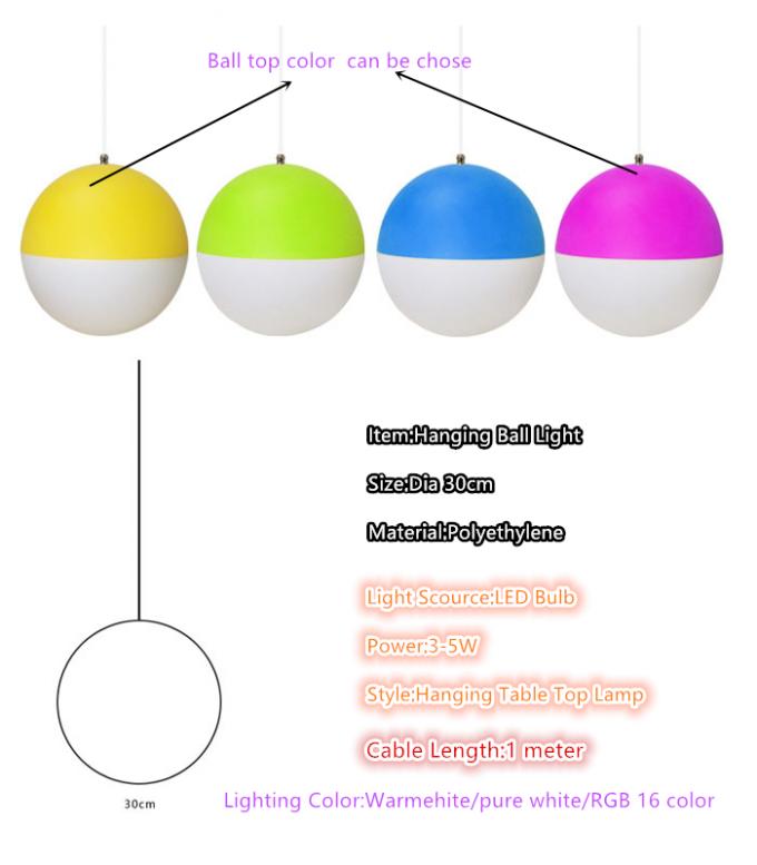 Suspension Led Color Changing Light Ball 30cm Globe Pendant Light